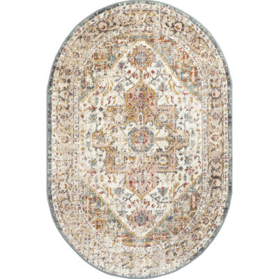 Gulbranson Traditional Medallion Power Loom Performance Beige Rug