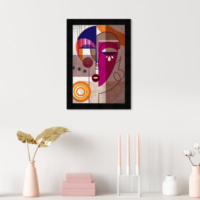 Portrait de femme cubiste coloré et coloré - Impression sur papier