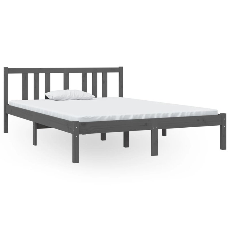 Bed Frame Solid Wood, grey, 140 x 200cm