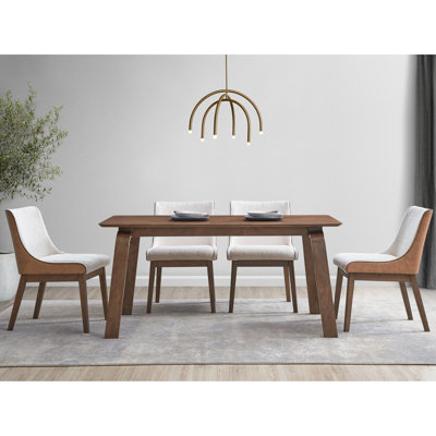 Exquisite Walnut Finish Dining Table, Spacious Eating Area, Bent Wood Legs, Synthetic Material Leg Style, Wood, Classic Appeal