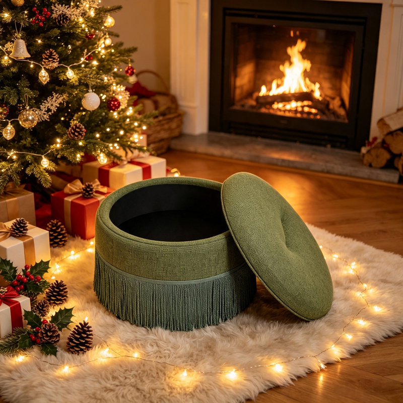 Banc de repose-pieds rond Haven avec repose-pieds 23,23 po, Vert