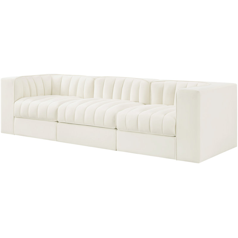 Tissu en tissu d'ameublement Paynton Canapé modulaire, 27 po H x 97 po L x 34 po P, 3, Crème