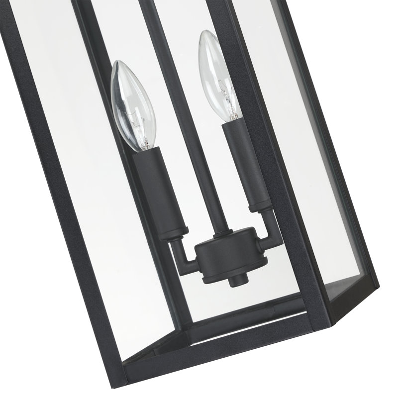2 Lights 22.3 in Outdoor Pendant Light with Matte Black Finish