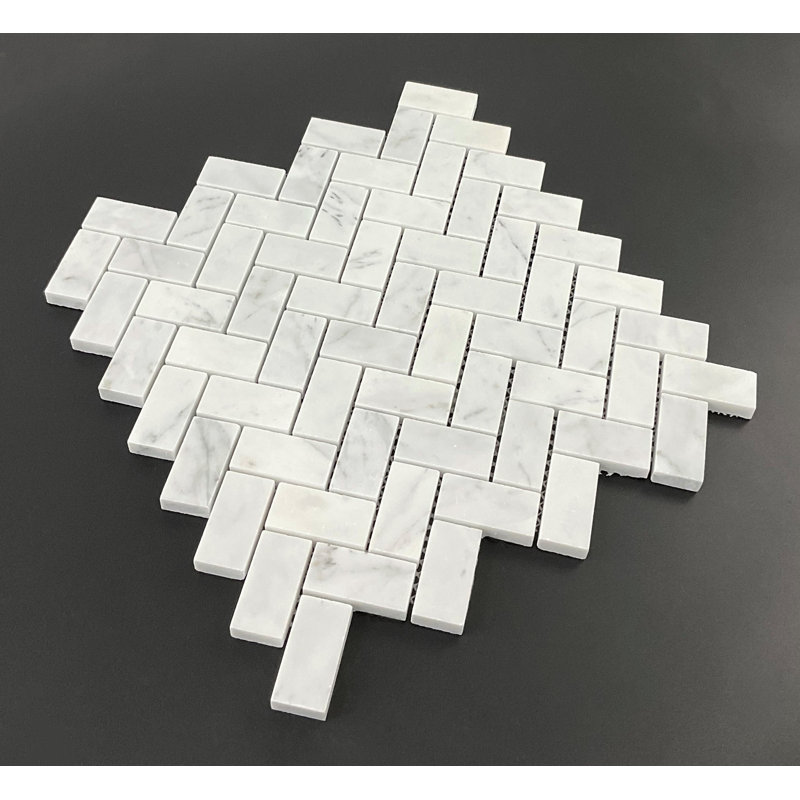 Carreau de mosaïque pour mur et plancher à chevrons / chevrons 1 "x 2" Cararra, Carrare blanc adouci