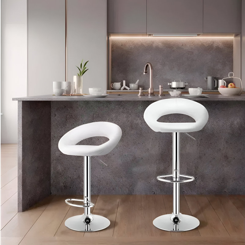 Tabouret pivotant à hauteur réglable William, Blanc