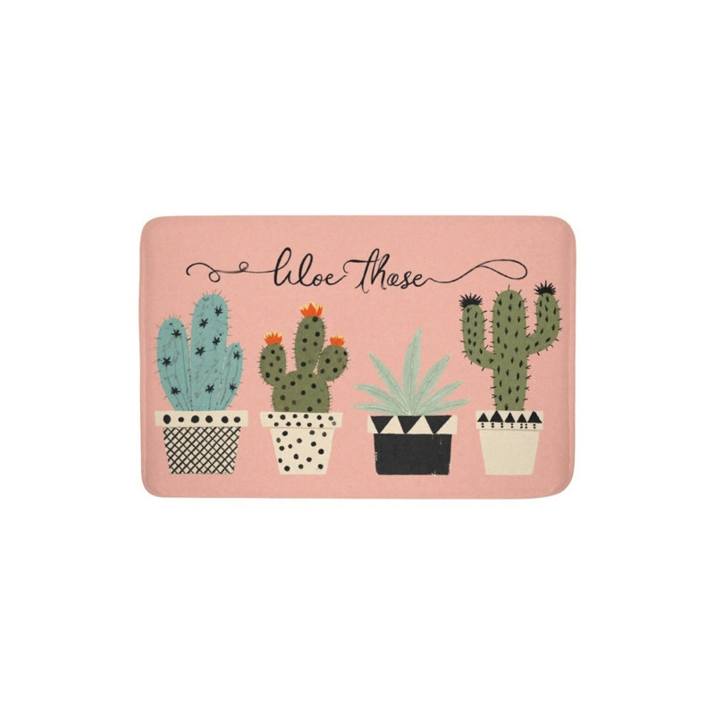 Tapis pour salle de bain à motif de cactus, 16 x 24