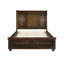 Lit plateforme traditionnel Queen avec tête de lit traîneau, finition cerisier brun, rangement au pied de lit, mobilier de chambre classique (1 pièce)