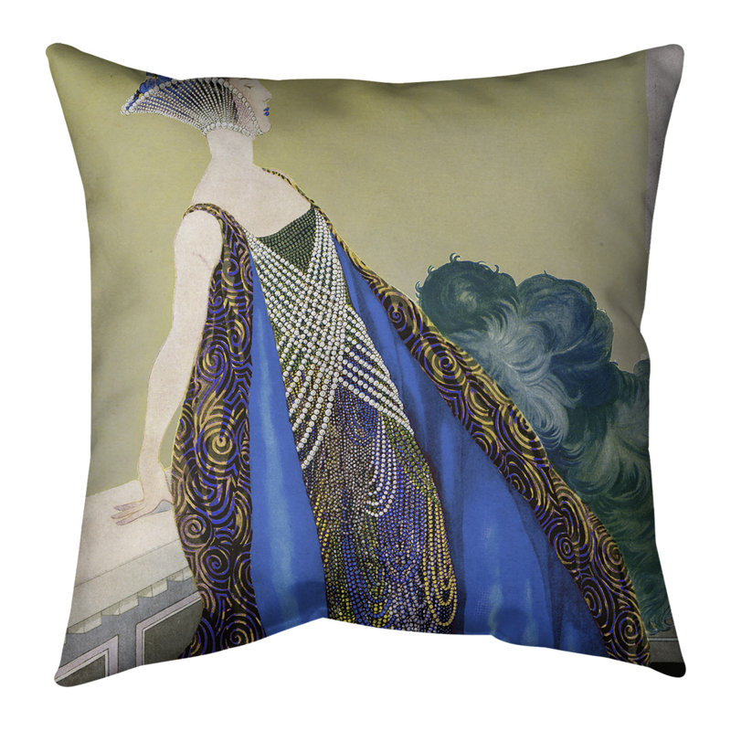 Emily Brodeur Faux Suede Reversible Throw Pillow, 14" x 14", Poly Fill Insert, Yellow/Blue