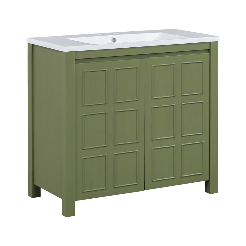 Meuble-lavabo simple 36 po avec plateau Stacye, Vert