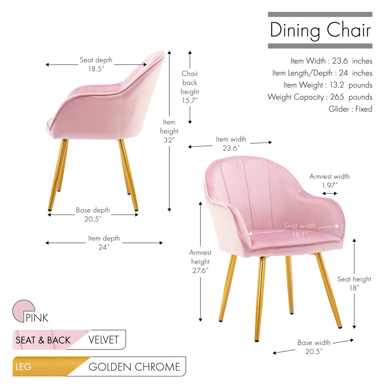 Isaiah Upholstered Dining Chair, Pink