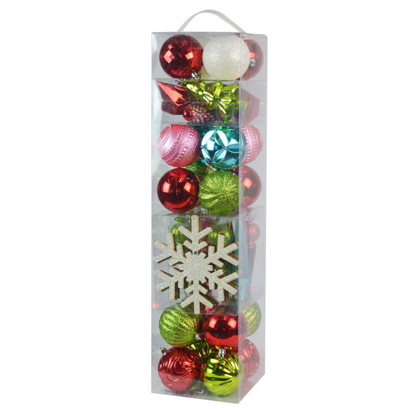 Ensemble d’ornement boule combo 40 pièces, Rouge / Vert