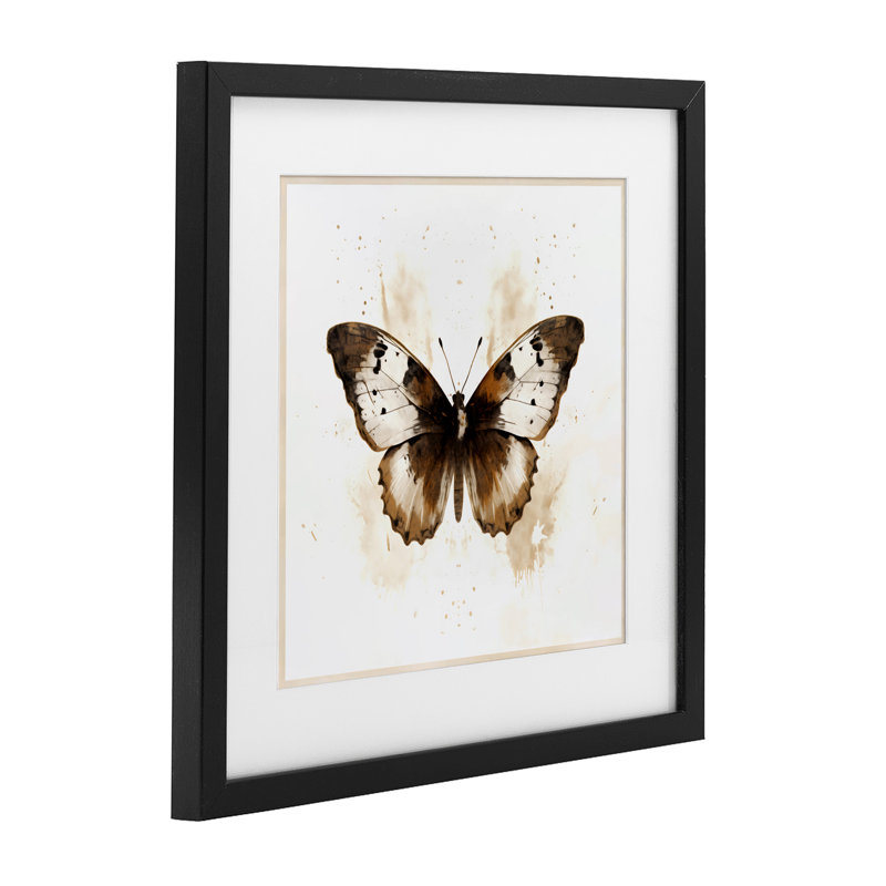 Reproduction sous verre brun délavé de papillon de nuit, conception par Creative Studio, H 13 po x l 13 po, Noir