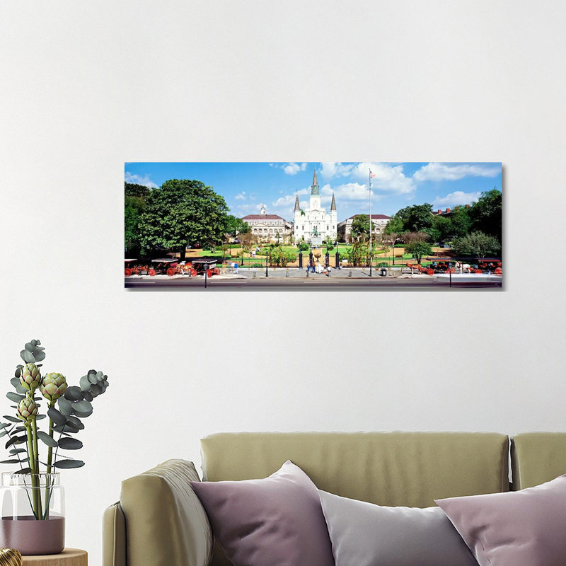 Jackson Square, New Orleans, Louisiana, USA 1 Piece Wrapped Canvas Panoramic Wall Art, 121.92 cm H x 40.64 cm W x 1.91 cm D