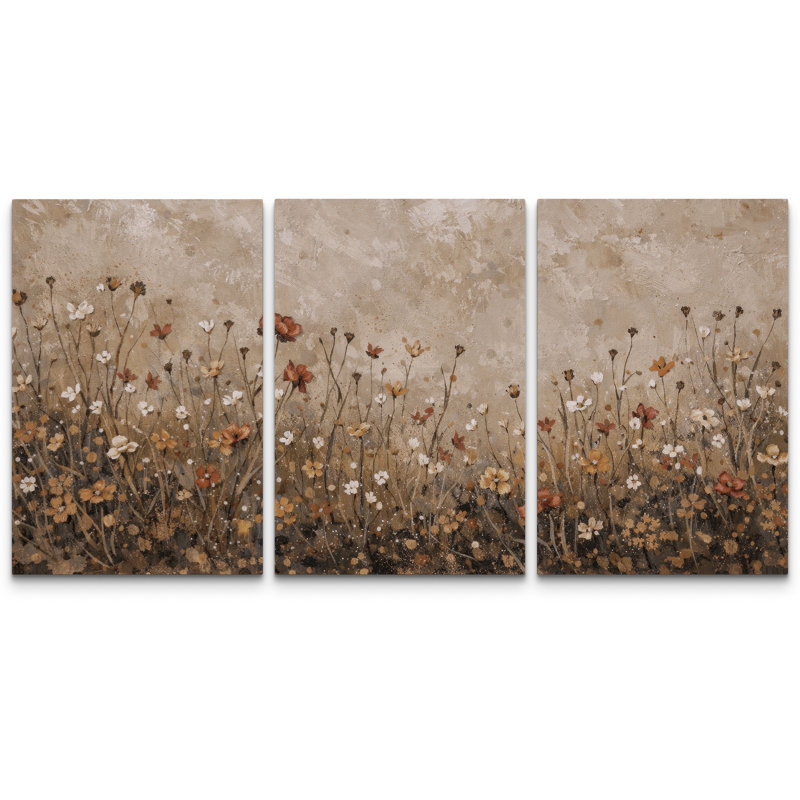 «Autumn Wildflower Meadow», art du salon, impression sur toile encadrée, H 24 po x l 48 po, Toile tendue
