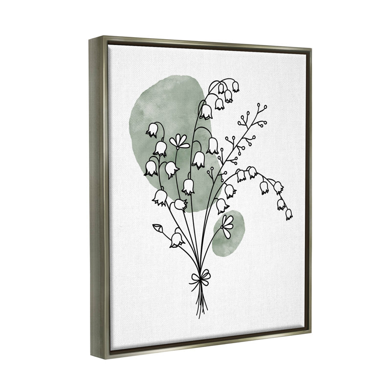 Ensemble de fleurs de muguet, art numérique par JJ Design House LLC, H 31 po x l 25 po x P 1,7 po, Cadre flottant gris lustré