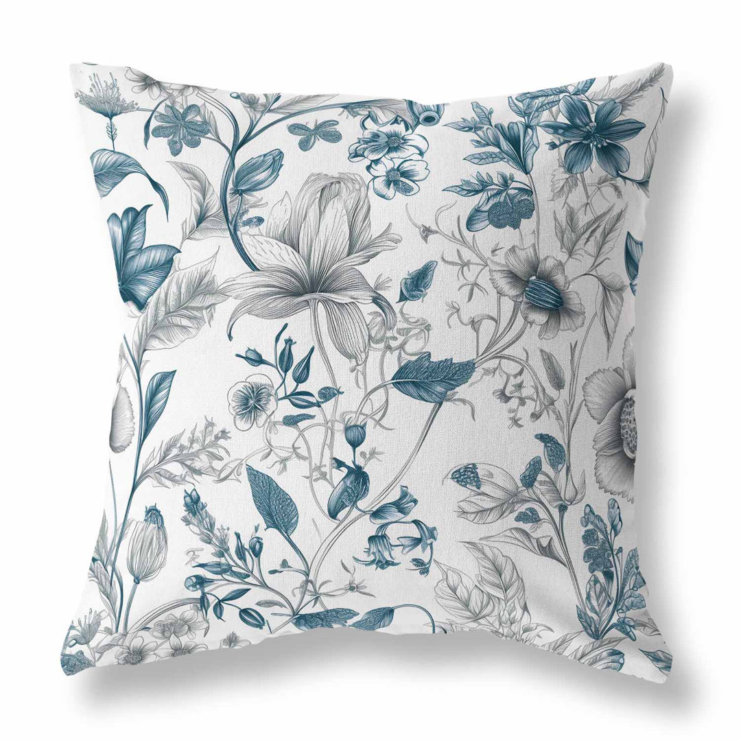 Garden Grace Gala Indoor/Outdoor Floral Square Cushion With Filling