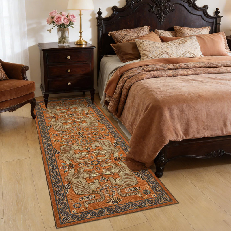 Vintage Tiger Animal Print Machine Washable Area Rug with Rubber Backing for Living Room Bedroom Boho Stain Resistant Foldable Non Slip Shed Resistant Carpet