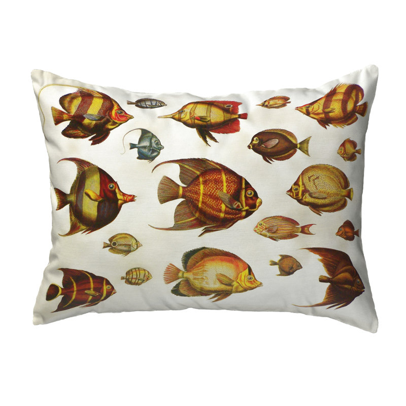  Housse de coussin rectangulaire d'extérieur Multi Fish, 16" x 20"