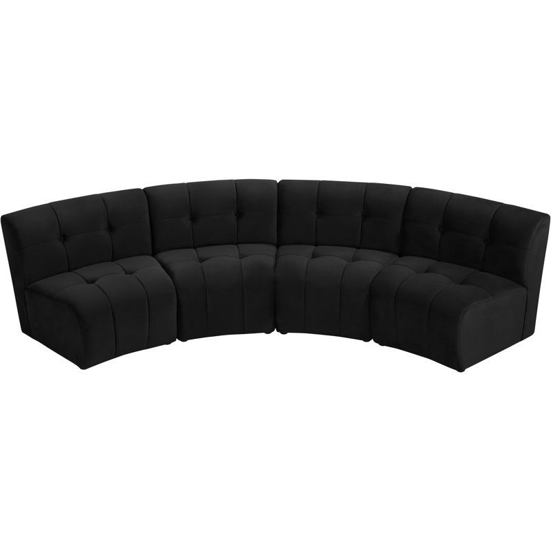 Jedson Velvet Sectional Symmetrical, Black Velvet
