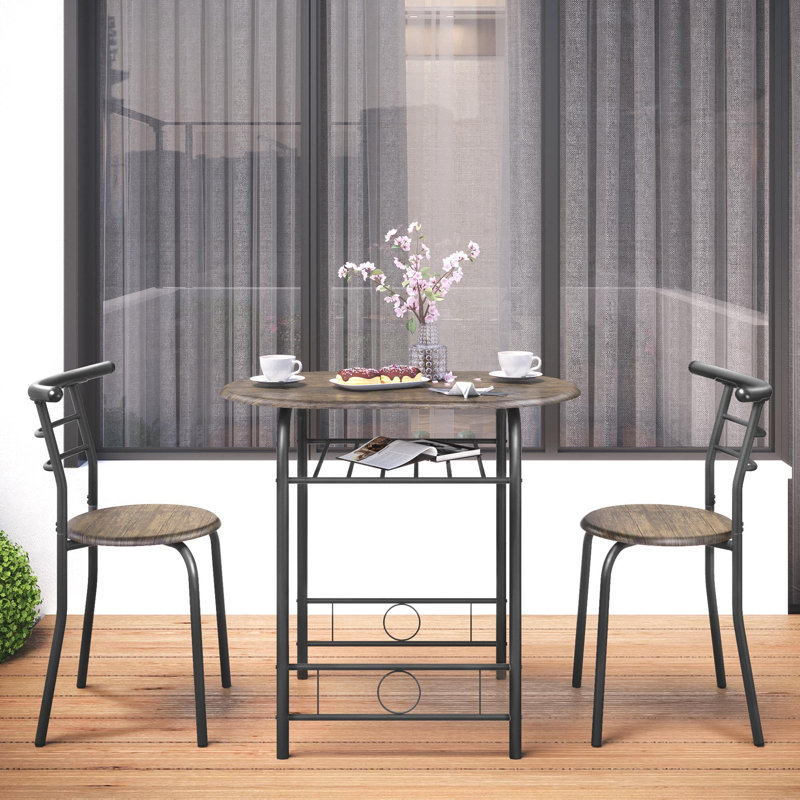 Bot 2 - Person Dining Set, Brown, 75.5cm H x 80cm W x 53cm D, Black