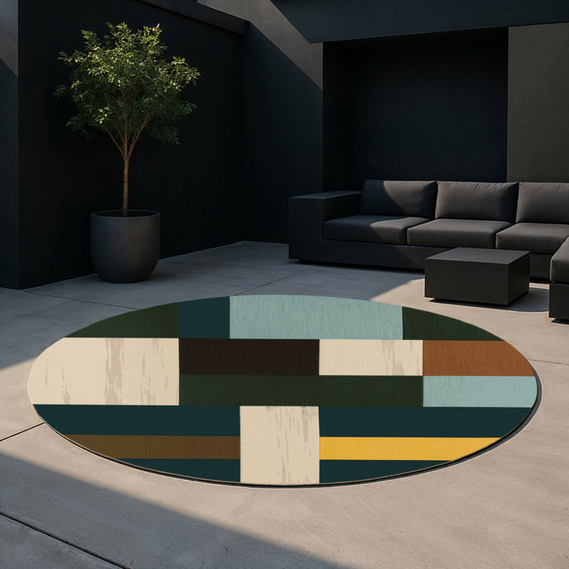 Pixel Pattern Plains Indoor And Outdoor Area Rug, Round 5'