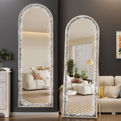 Miroir pleine longueur à DEL incrusté de cristal, miroir mural ou incliné, garantie de 3 ans