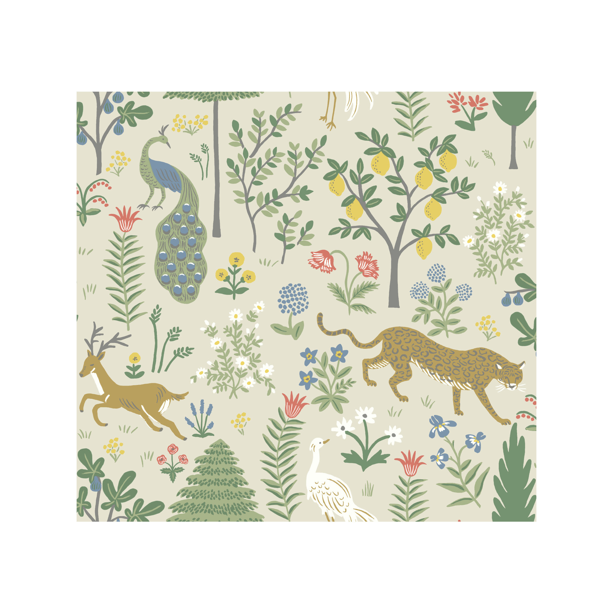 Rifle Paper Co. Menagerie 27" L x 27" W Smooth Wallpaper Rol, Beige