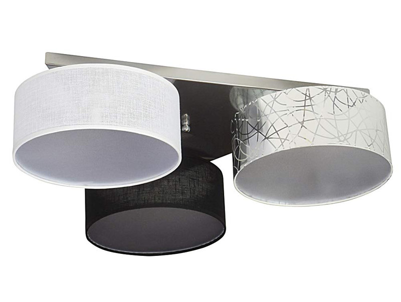Pulley Fabric Semi Flush Mount, Silver/Black/Orange