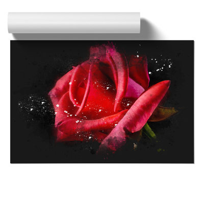 Red Rose Flower Paint Splash - Frameless Print
