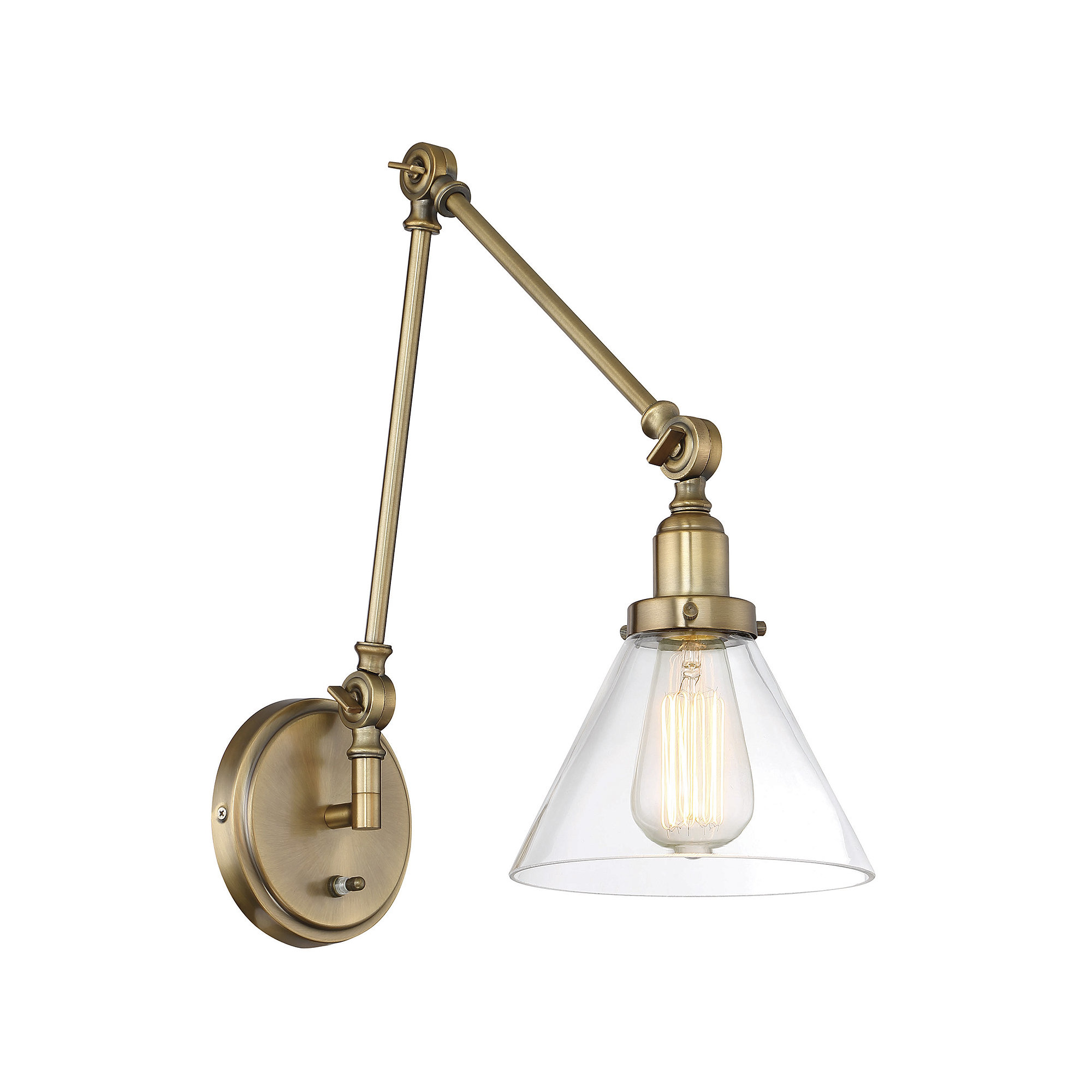 Catalina 1-Light Plug-in Swing Arm Wall Sconce, Brass