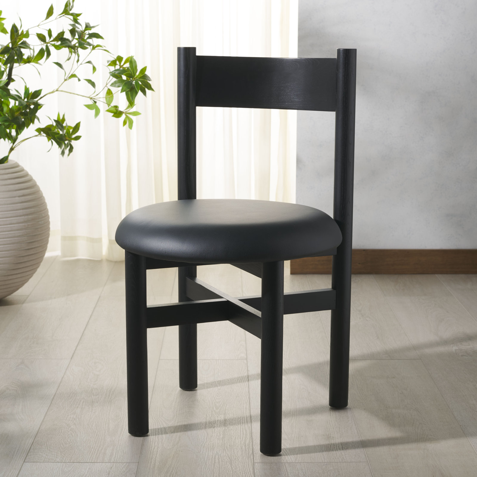 Zoyah Genuine Leather Dining Chair, Black