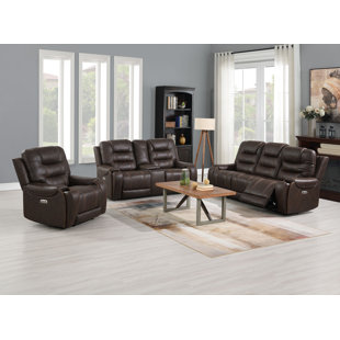 Burlington 3 Pieces Livingroom Set, Dual Power Recliner Livingroom Set, Including A Sofa, A Loveseat And A Chair, With Hidden Cupholder In Each Arm And Wireless Charger On Loveseat (brown Color)