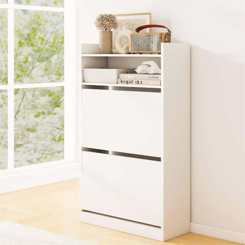 12 Pair Shoe Storage Cabinet, White