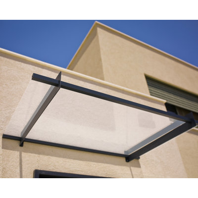 Palram - Canopia Nancy 5' W x 3' D Acrylic Galvanized Steel Slope Stationary Door and Window Awning Gray/Clear