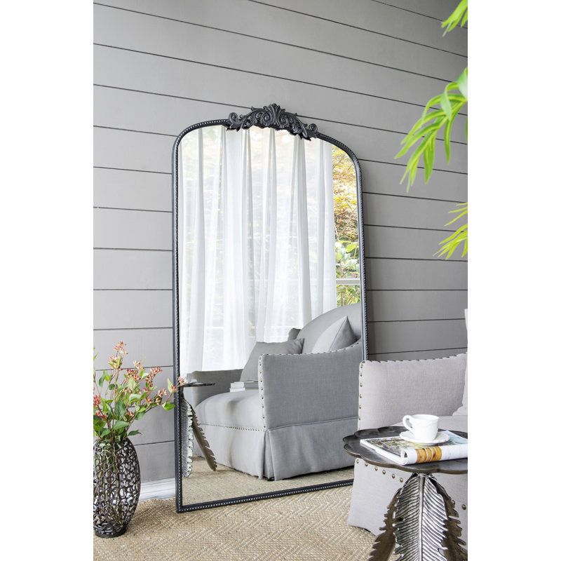 Miroir pleine grandeur, miroir arqué pour le salon, Noir, 66,2 po x 36 po