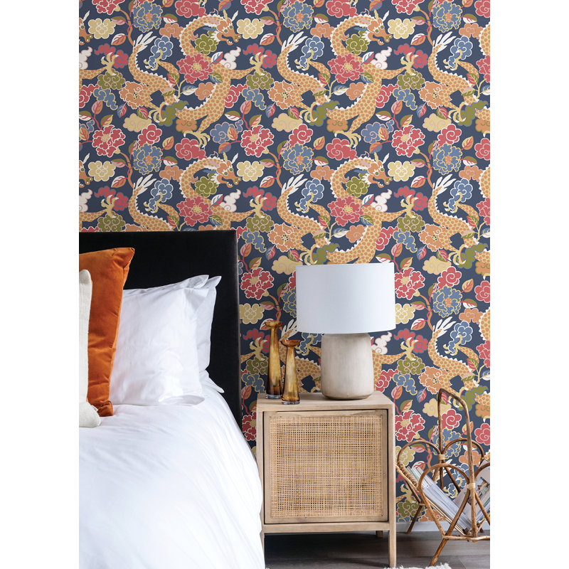 Keiundra Floral Wallpaper Roll, Orange