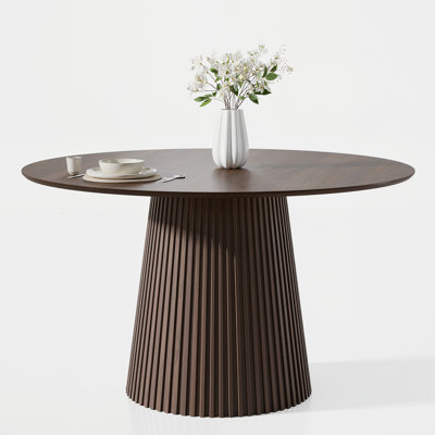 46" Round Solid Wood Round Pedestal Dining Table