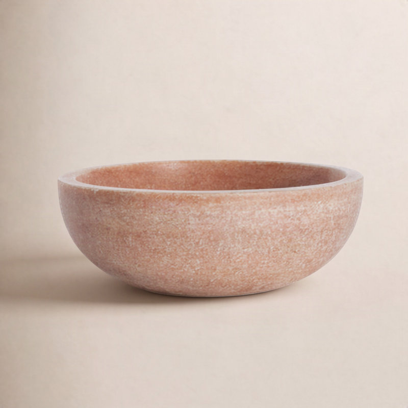 Simple Marble Decorative Bowl, 3" H x 8" W x 8" D, Pink