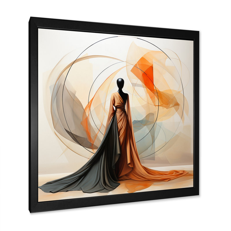 Abstrait contemporain danseur africain - art mural femme afro-américaine, H 30 po x l 30 po x P 1 po, Cadre simple noir