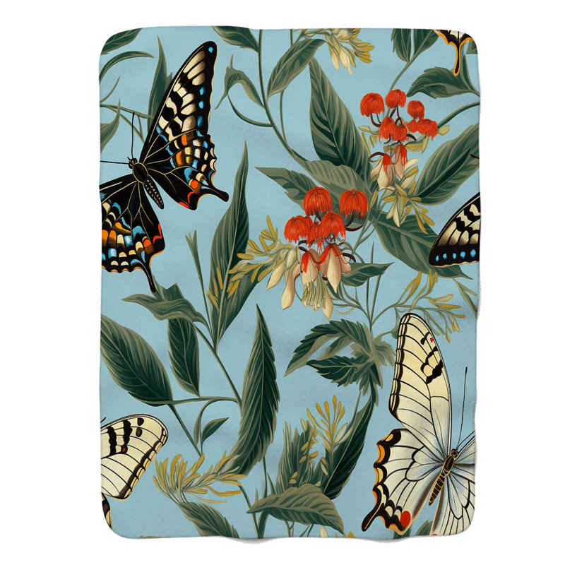 Butterfly Blooms - 1 pièce Sherpa Premium, Lit simple