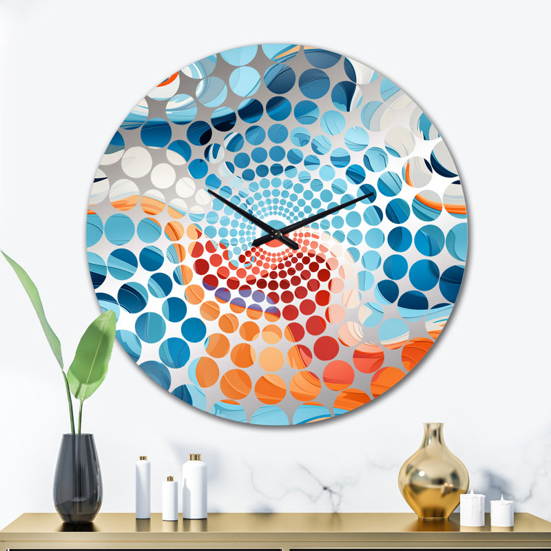 Horloge murale abstraite bleue et orange, Grand