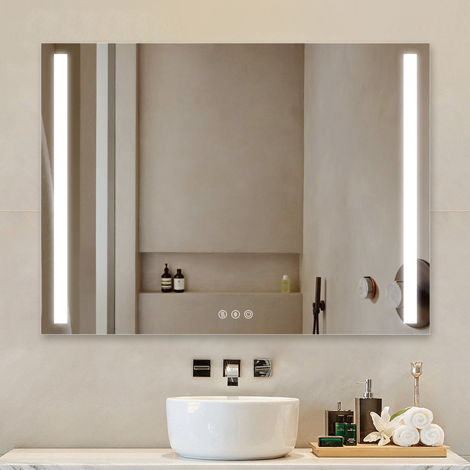 Martrez Frameless LED Lighted Bathroom / Vanity Mirror with Brightness Adjustable, Memory Function, Anti-Fog Orren Ellis Size: 60 x 40