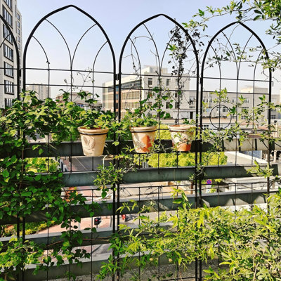 Paquet de 4 treillis de jardin en métal 78,7 po antirouille pour plantes grimpantes