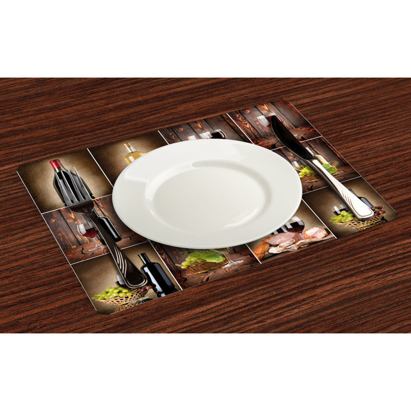 Pedro Wine Grapes Meat Drink Collage Placemat