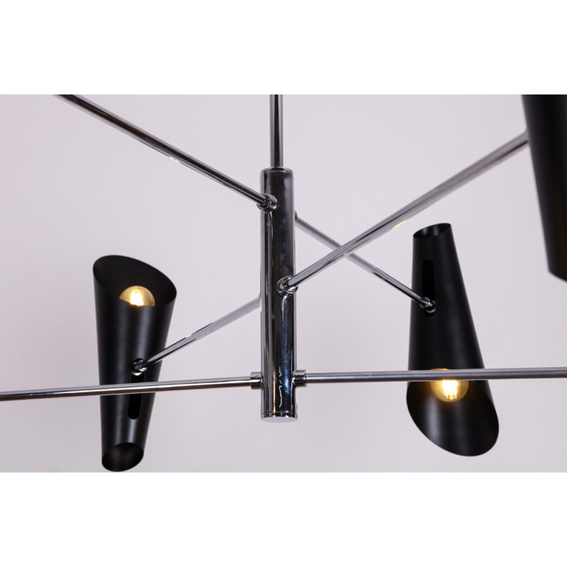 Lustre Dax, Noir satiné, Chrome laqué, 36” Width x 18” Height