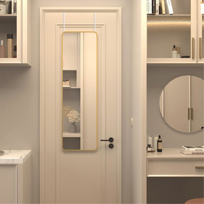 Miroir de porte doré 47 x 14 po., Doré