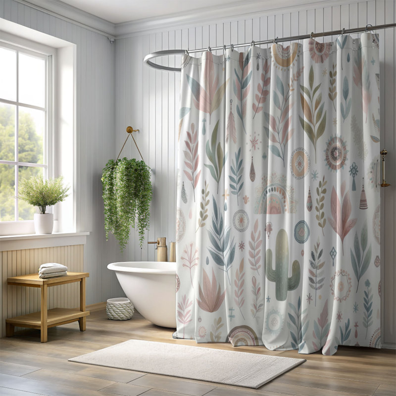 Rideau de douche standard 1 pièce Minimal Pastel Nomad, H 74 po x l 40 po