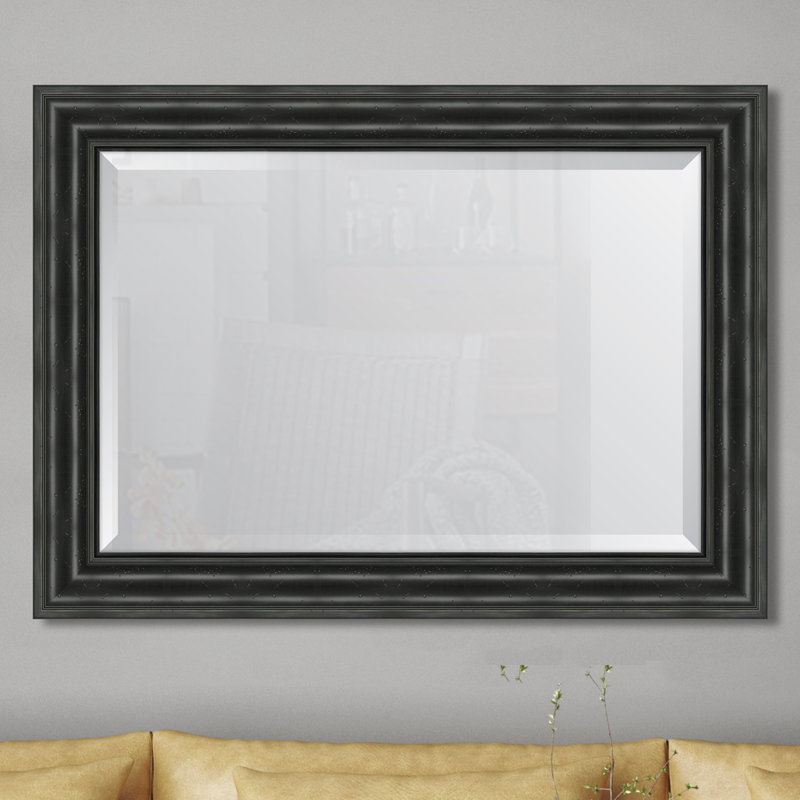 Miroir mural à cadre en résine English, H 44 po x l 32 po, Noir