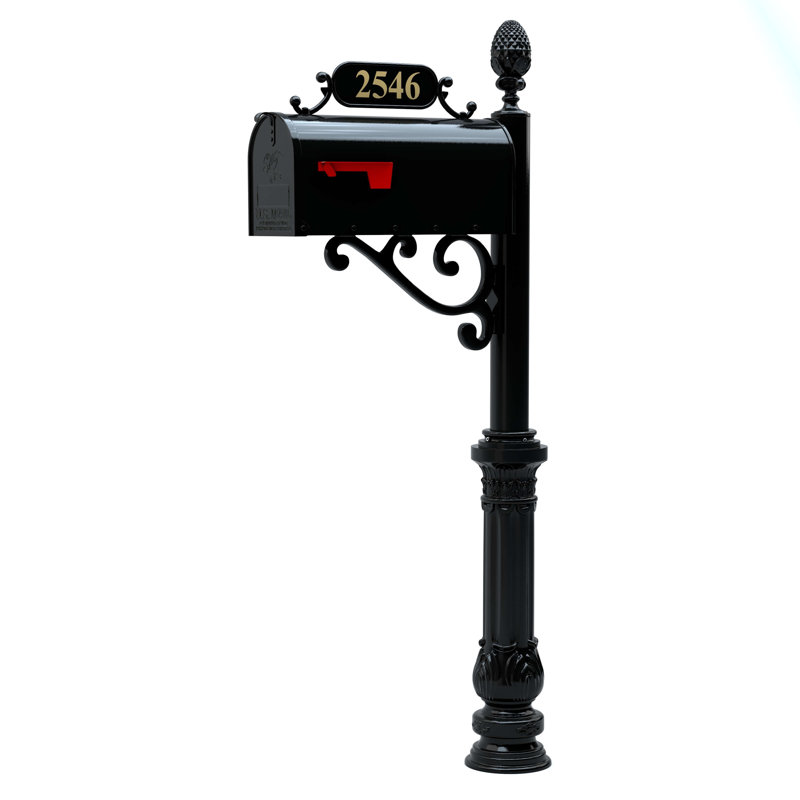 Boîte aux lettres personnalisée avec poteau et plaque minéralogique, H 8,75 po x l 6,25 po x P 18,75 po, Oui