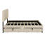 Lit plateforme tapissier en velours avec 2 tiroirs et 1 lit gigogne-1340749850